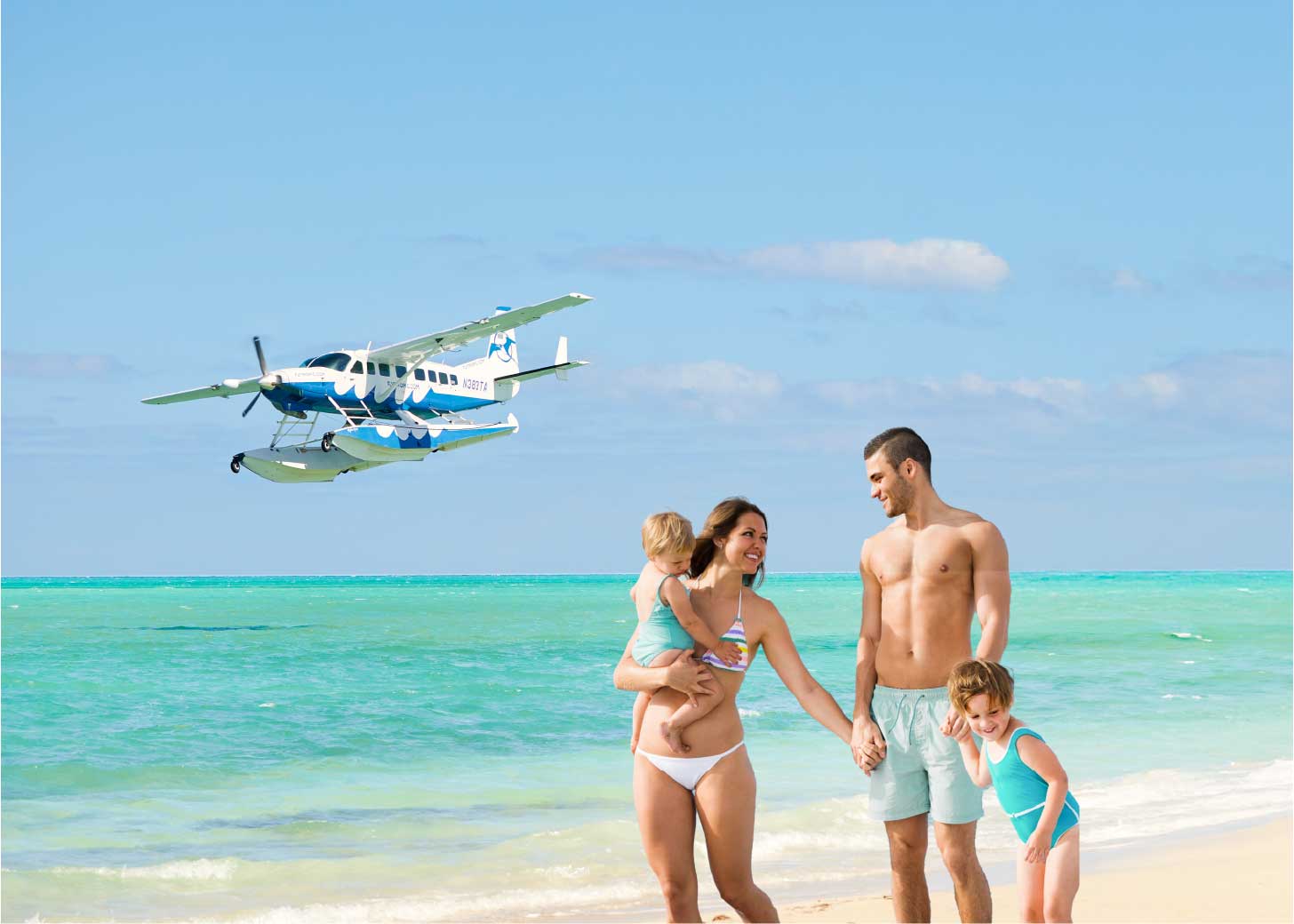 Family with Tropic Ocean Airways Plane